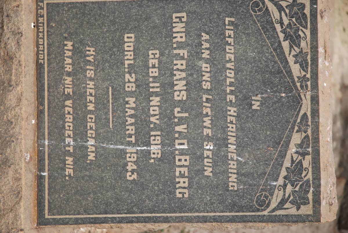 BERG Frans J., v.d. 1916-1943