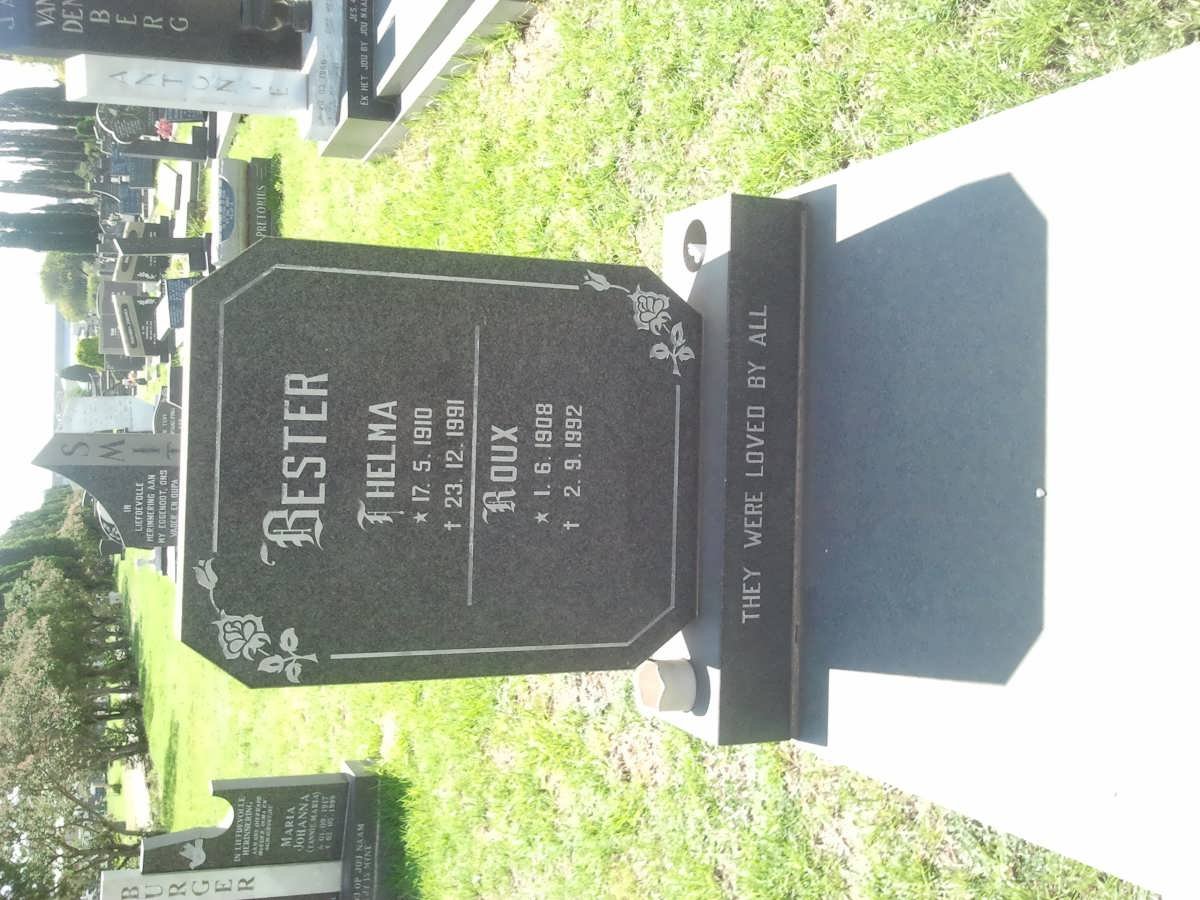 BESTER Roux 1908-1992 &amp; Thelma 1910-1991