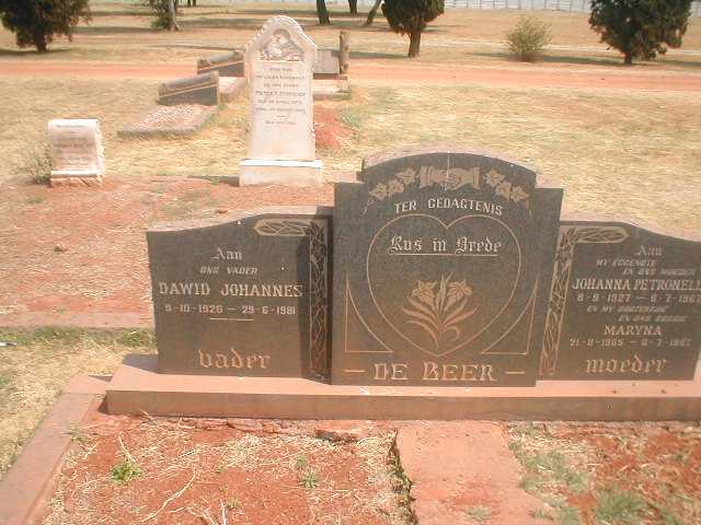 BEER Dawid Johannes, de 1926-1981 &amp; Johanna Petronella 1927-1967, DE BEER Maryna 1965-1967