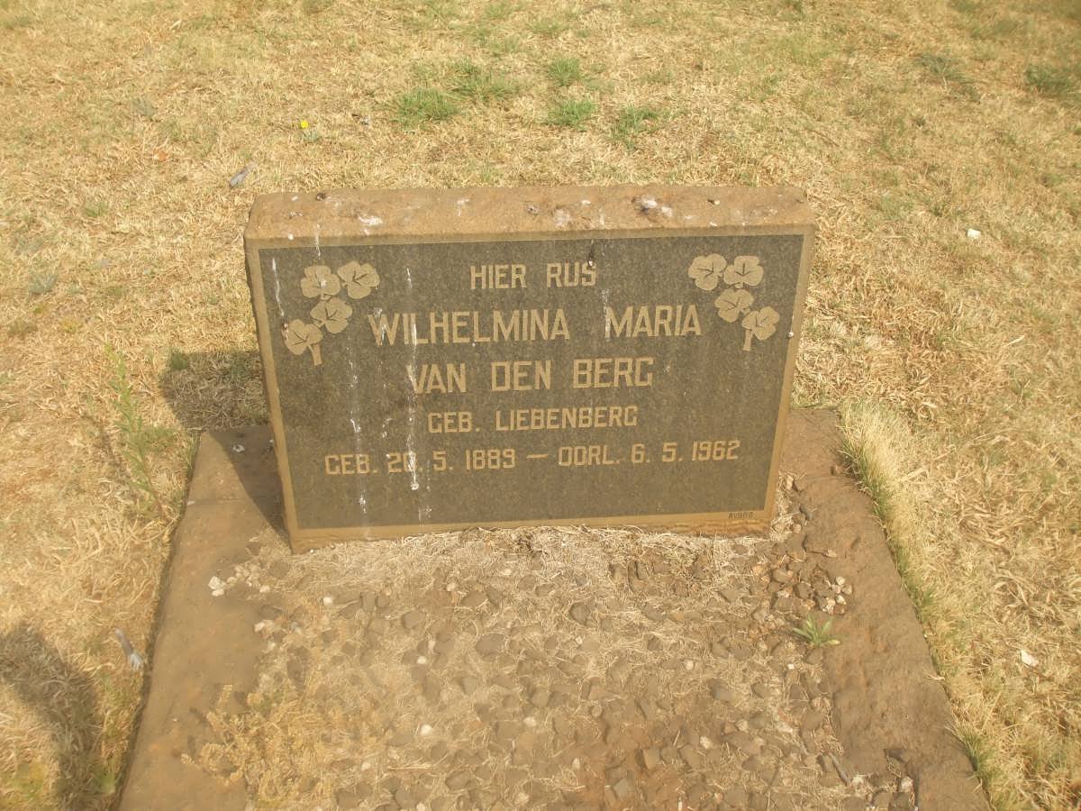 BERG Wilhelmina Maria, van den nee LIEBENBERG 1889-1962