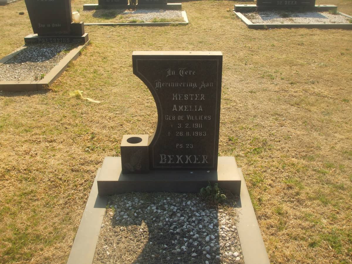 BEKKER Hester Amelia nee DE VILLIERS 1911-1983