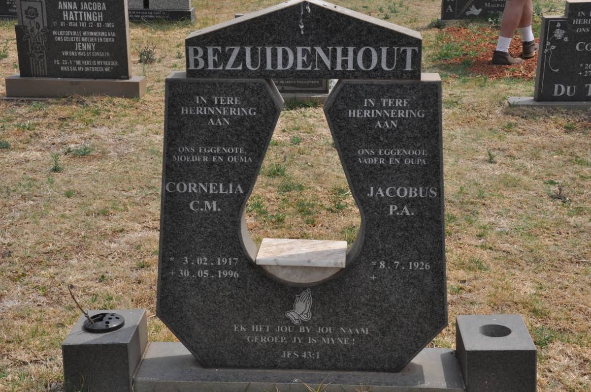 BEZUIDENHOUT Jacobus P.A. 1926- &amp; Cornelia C.M. 1917-1996
