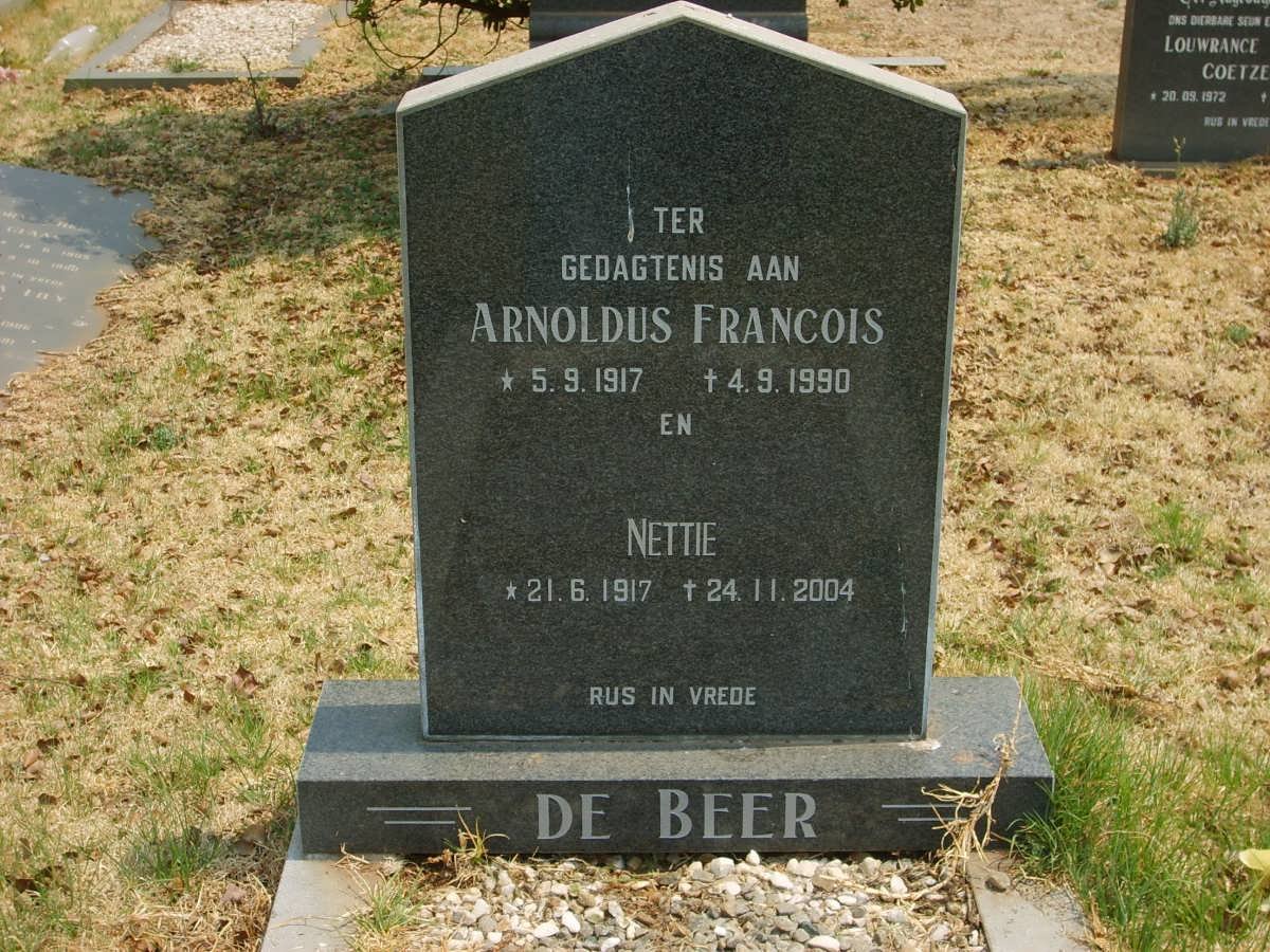 BEER Arnoldus Francois, de 1917-1990 &amp; Nettie 1917-2004