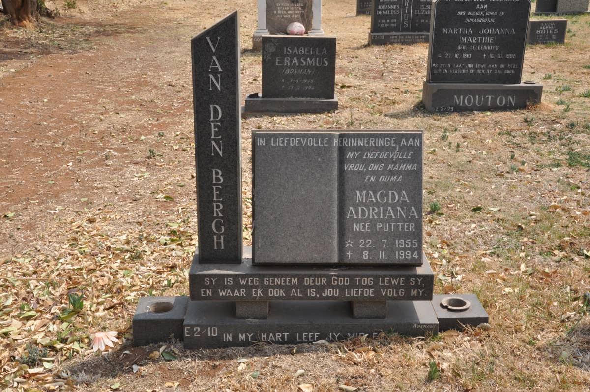 BERGH Magda Adriana, van den nee PUTTER 1955-1994