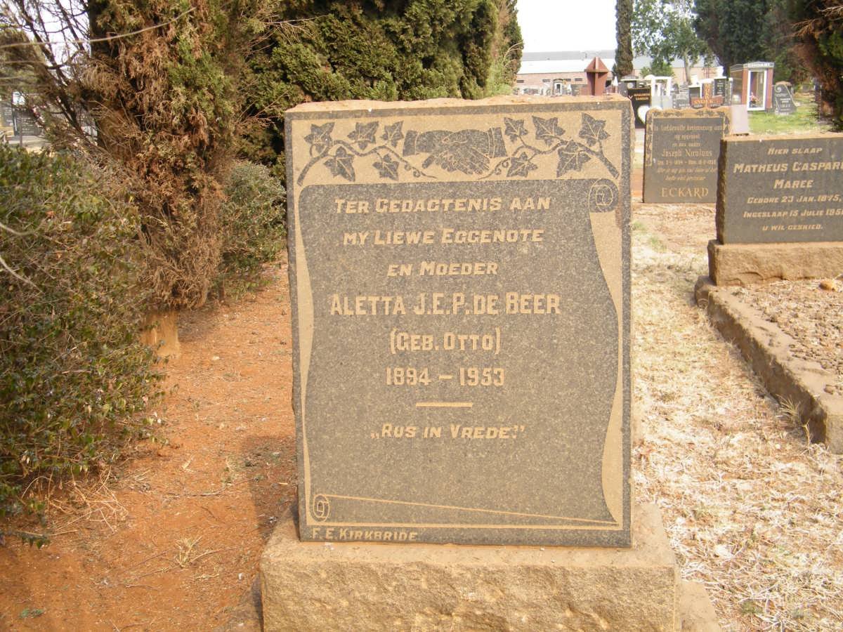 BEER Aletta J.E.P., de nee OTTO 1894-1953