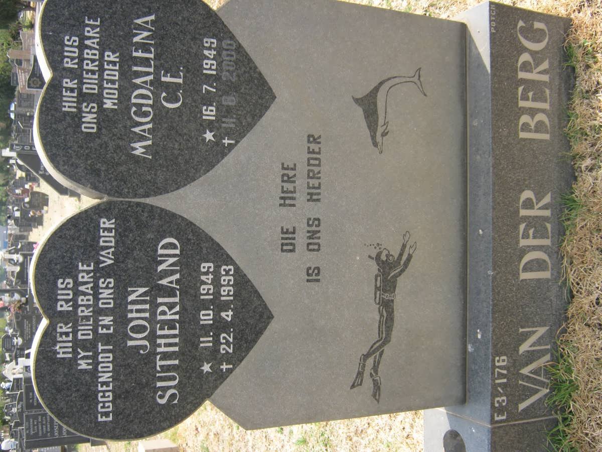 BERG John Sutherland, van der 1949-1993 &amp; Magdalena C.E. 1949-2000