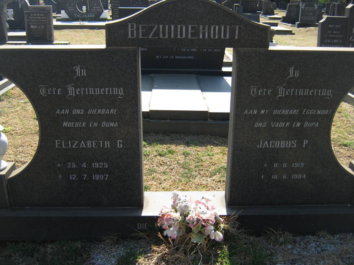 BEZUIDENHOUT Jacobus P. 1919-1984 &amp; Elizabeth G. 1925-1997