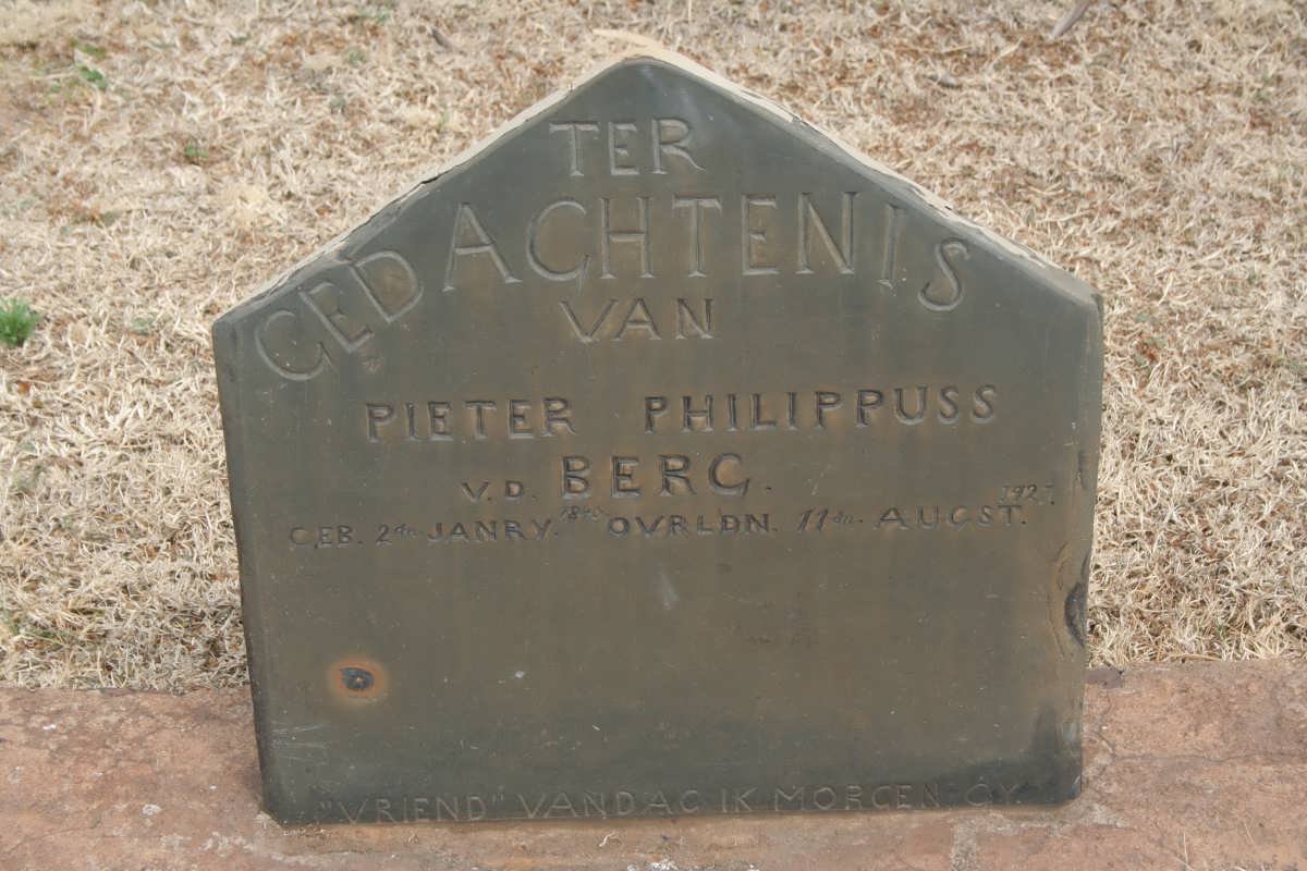 BERG Pieter Philippuss, v.d. 1890-1927
