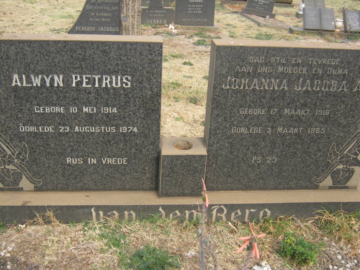 BERG Alwyn Petrus, van den 1914-1976 &amp; Johanna Jacoba A.G. 1916-1985