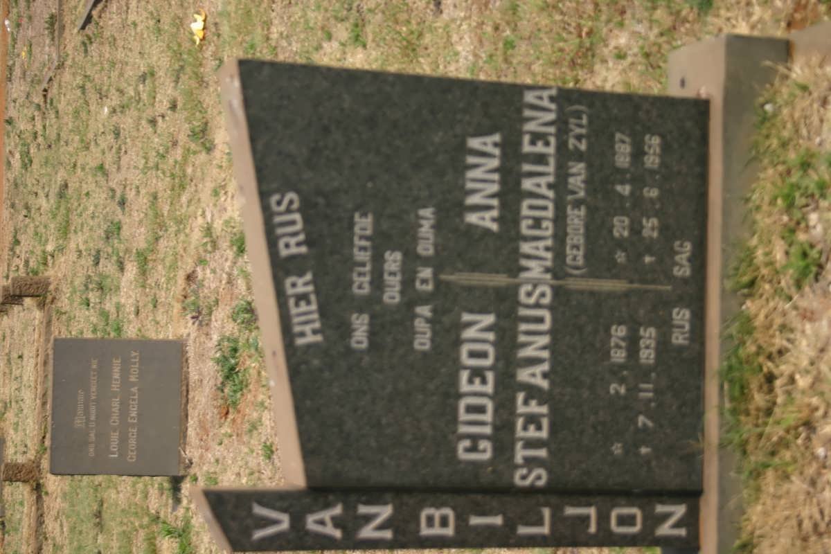 BILJON Gideon Stefanus, van 1876-1935 &amp; Anna Magdalena VAN ZYL 1897-1956