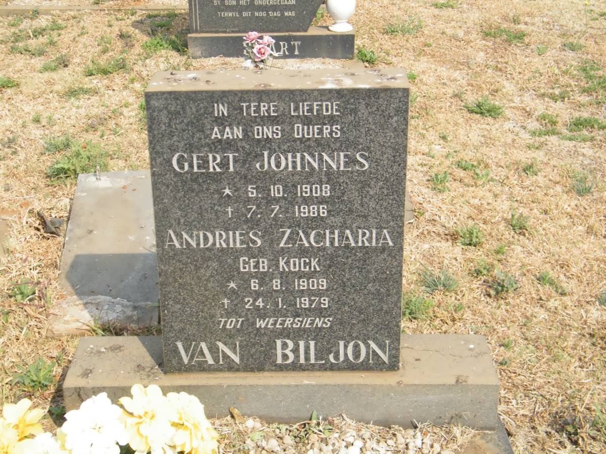 BILJON Gert Johnnes, van 1908-1986 &amp; Andries Zacharia KOCK 1909-1979