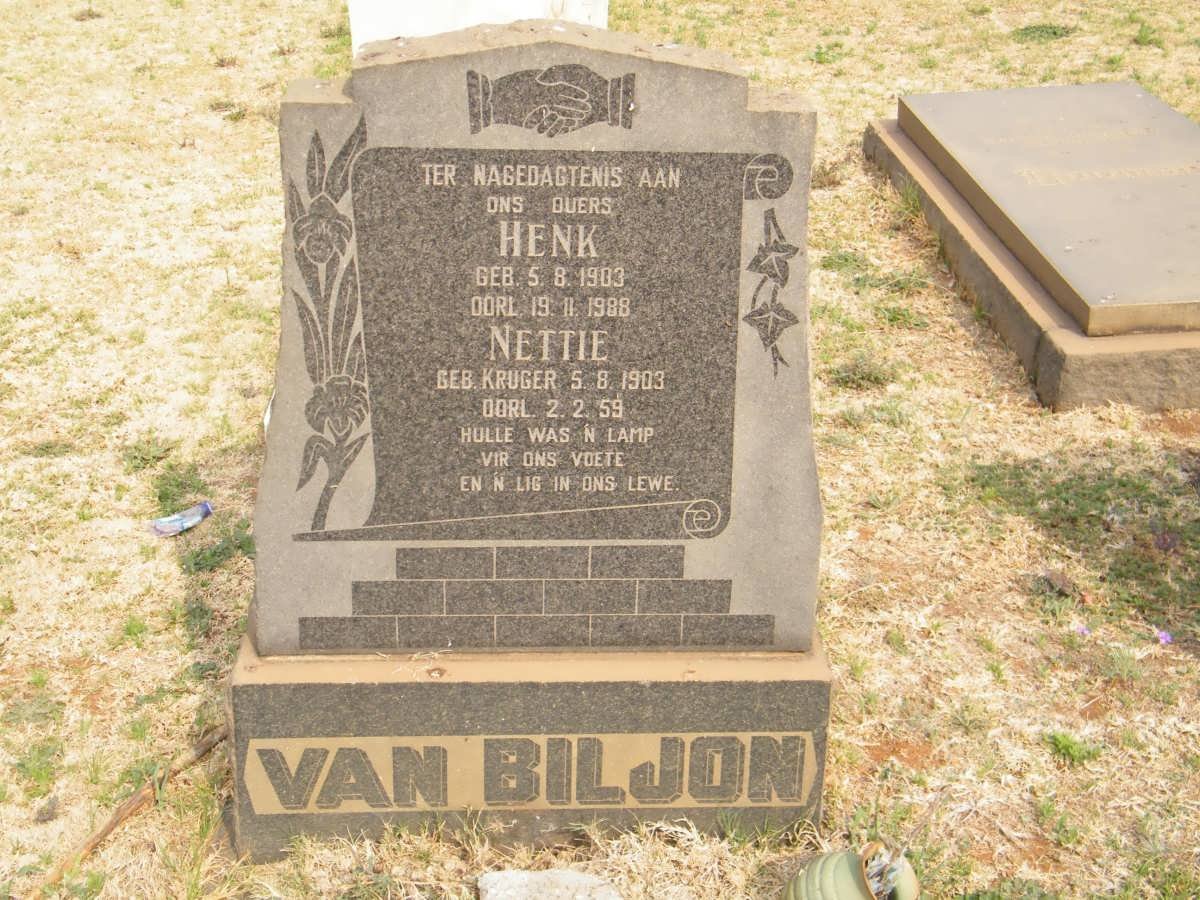 BILJON Henk, van 1903-1988 &amp; Nettie KRUGER 1903-1959