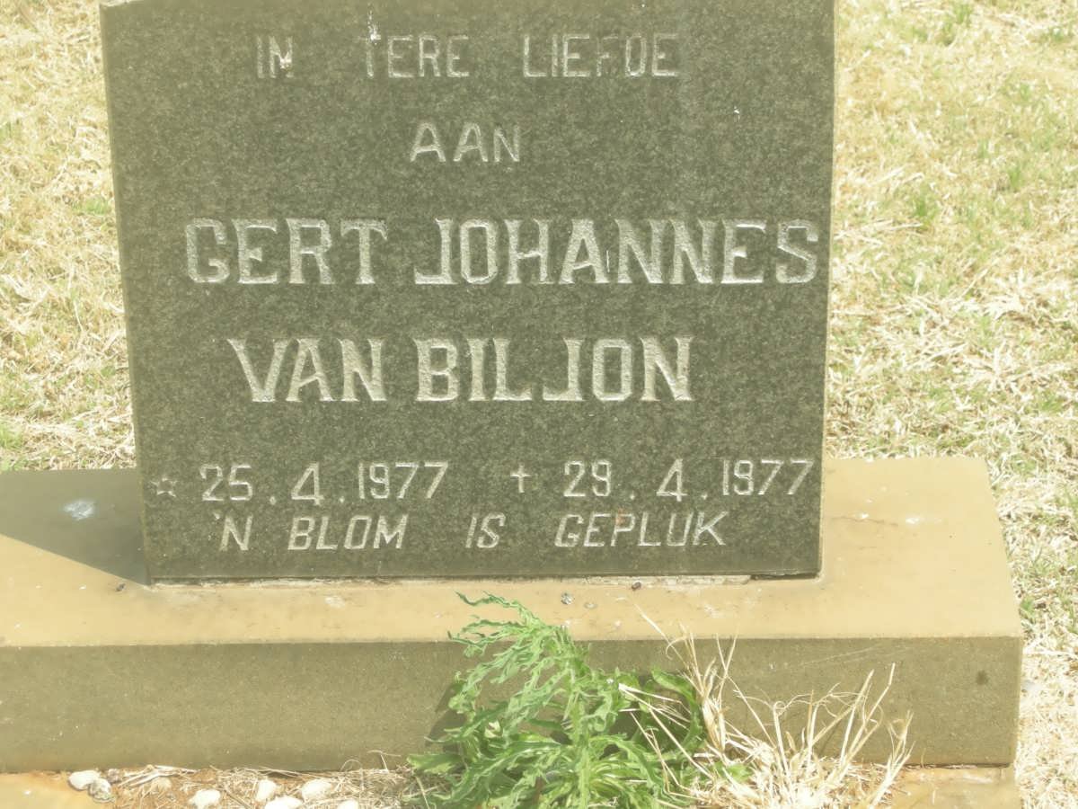 BILJON Gert Johannes, van 1977-1977