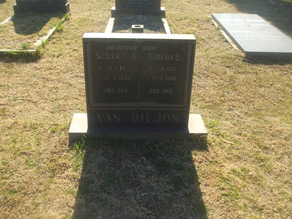BILJON Gideon S., van 1913-1990 &amp; Susara A. 1914-1986