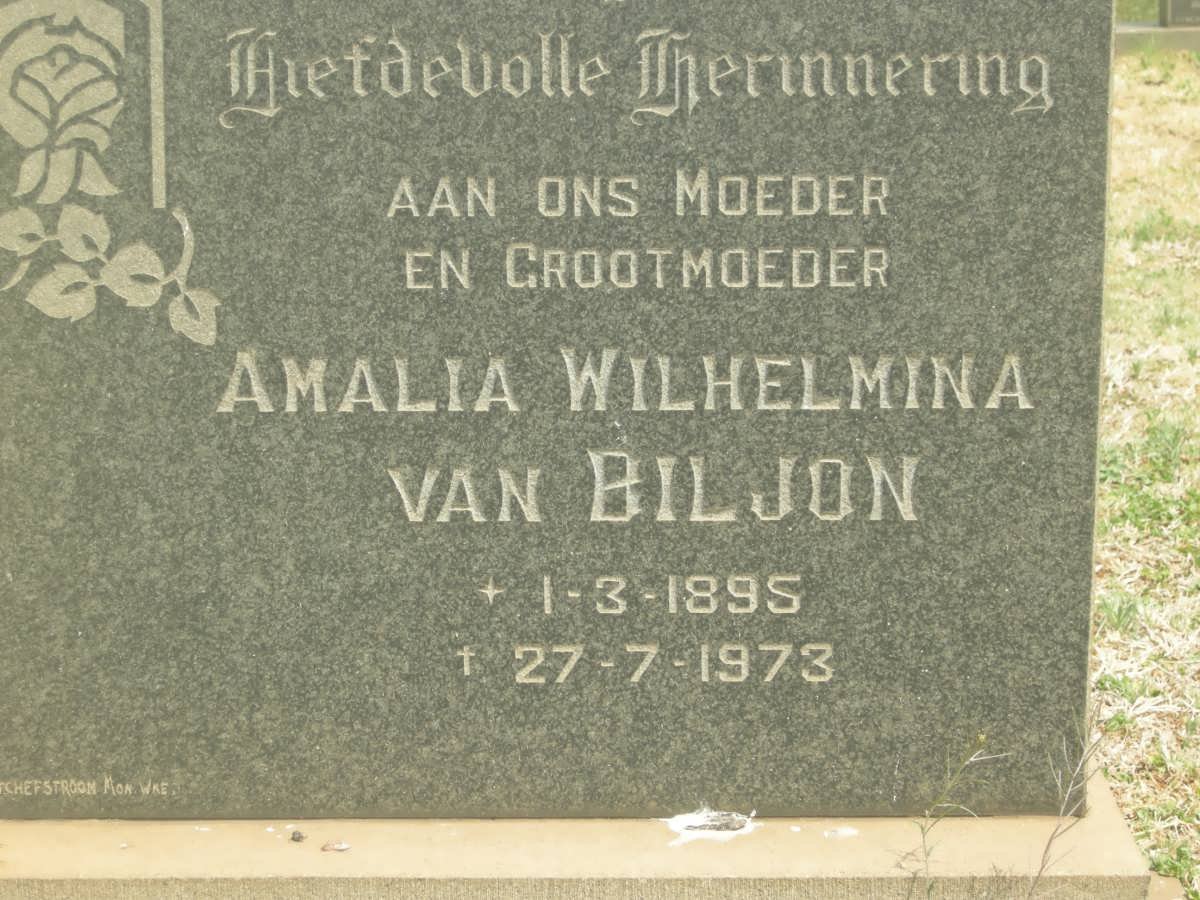 BILJON Amalia Wilhelmina, van 1895-1973