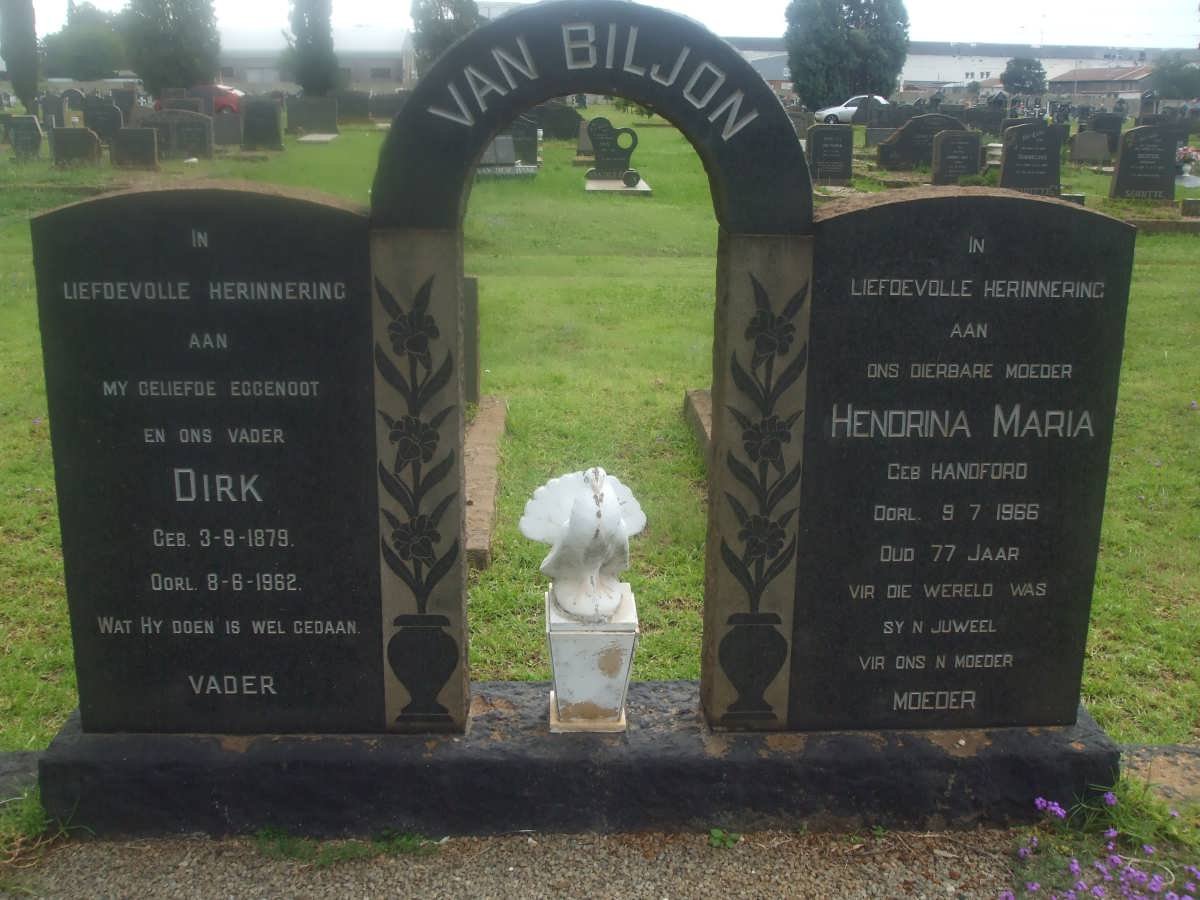 BILJON Dirk, van 1879-1962 &amp; Hendrina Maria HANDFORD -1966
