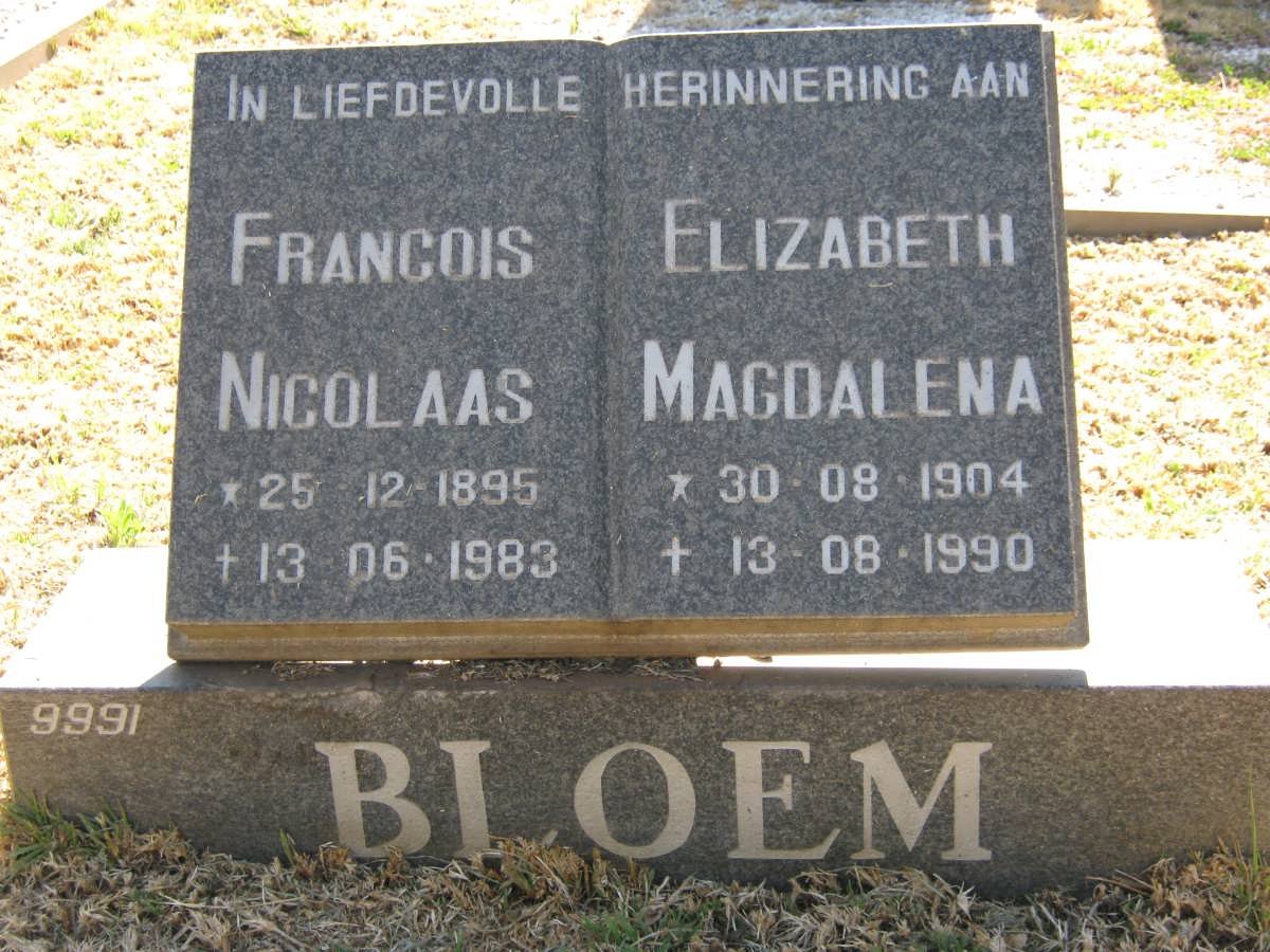 BLOEM Francois Nicolaas 1895-1983 &amp; Elizabeth Magdalena 1904-1990
