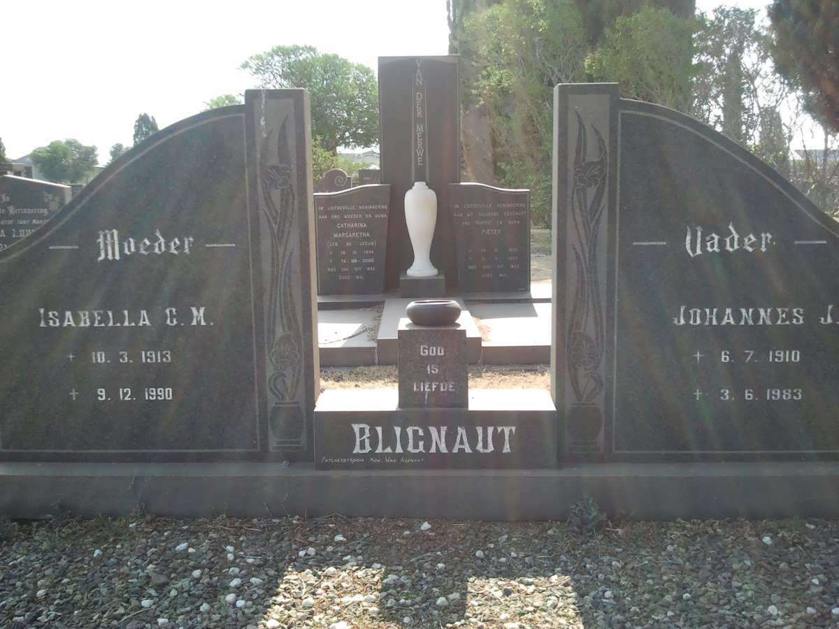 BLIGNAUT Johannes J. 1910-1983 &amp; Isabella C.M. 1913-1990