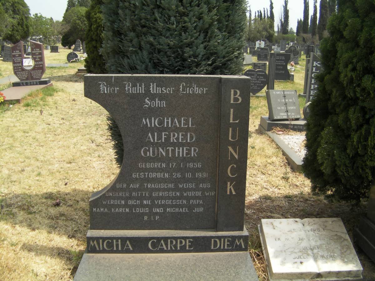 BLUNCK Michael Alfred Gunter 1956-1991