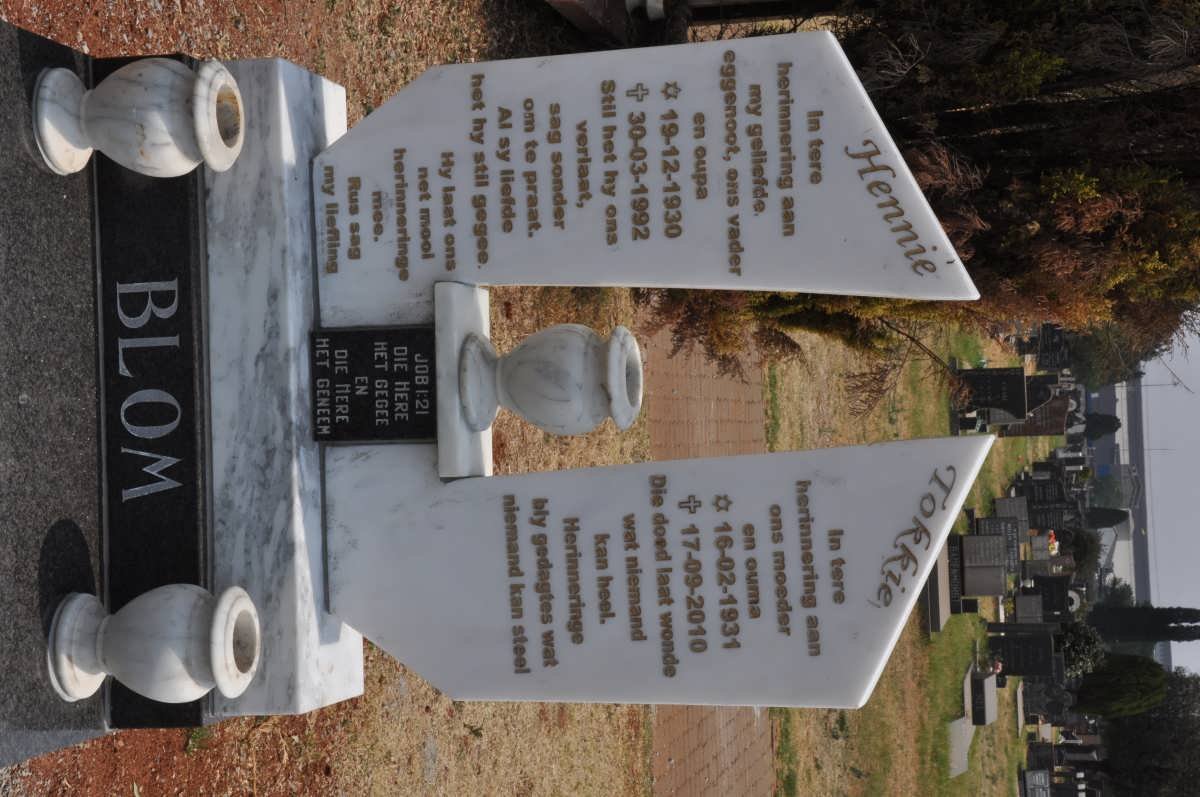 BLOM Hennie 1930-1992 &amp; Tokkie 1931-2010