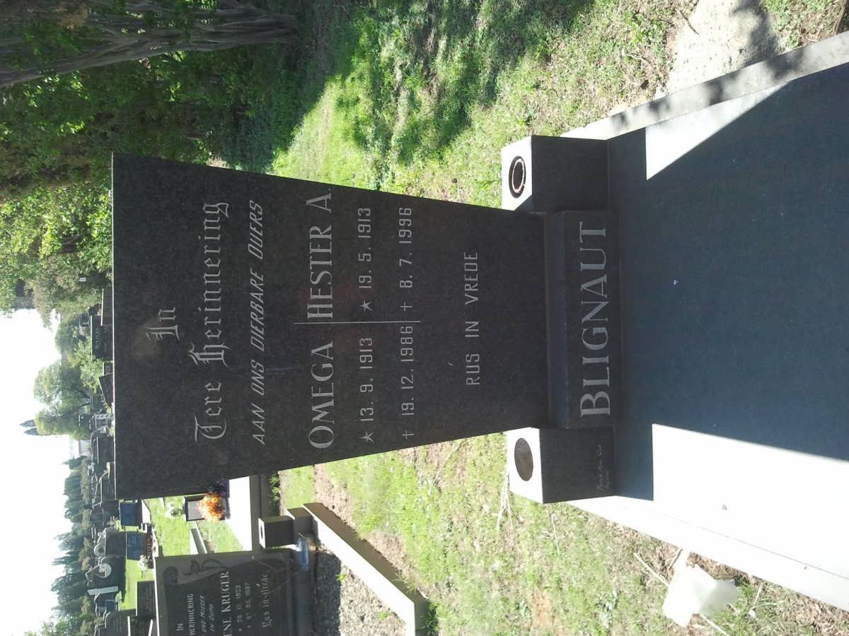 BLIGNAUT Omega 1913-1986 &amp; Hester A. 1913-1996