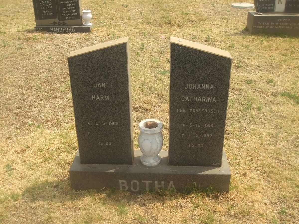BOTHA Jan Harm 1909-1998 &amp; Johanna Catharina SCHLEBUSCH 1916-1992