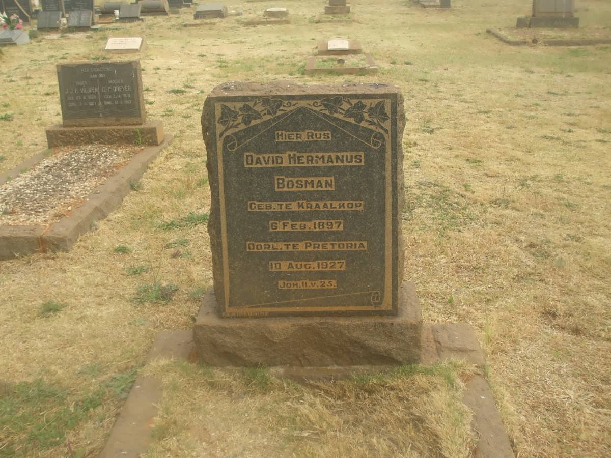 BOSMAN David Hermanus 1897-1927
