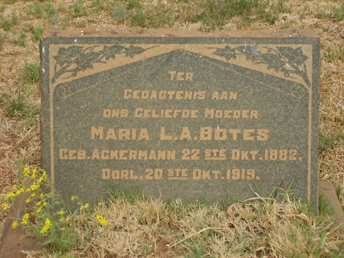 BOTES Maria L.A. nee ACKERMANN 1882-1919