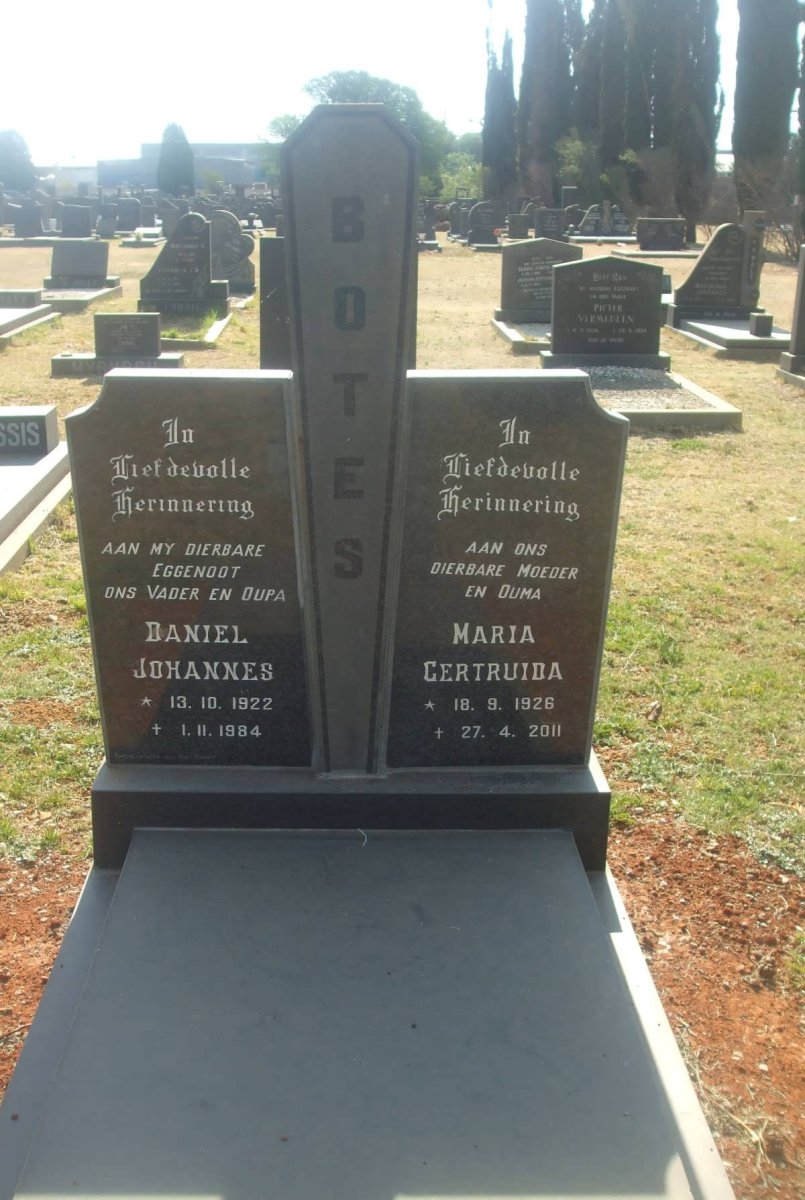 BOTES Daniel Johannes 1922-1984 &amp; Maria Gertruida 1926-2011
