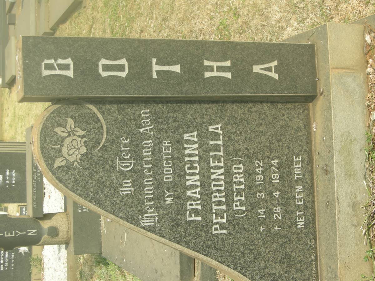 BOTHA Francina Petronella 1942-1974
