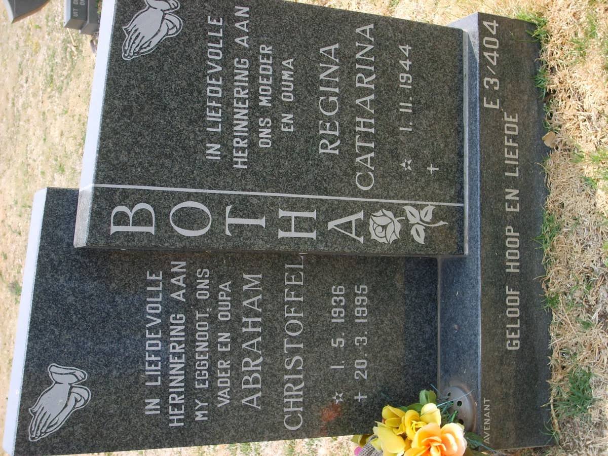 BOTHA Abraham Christoffel 1936-1995 &amp; Regina Catharina 1944-