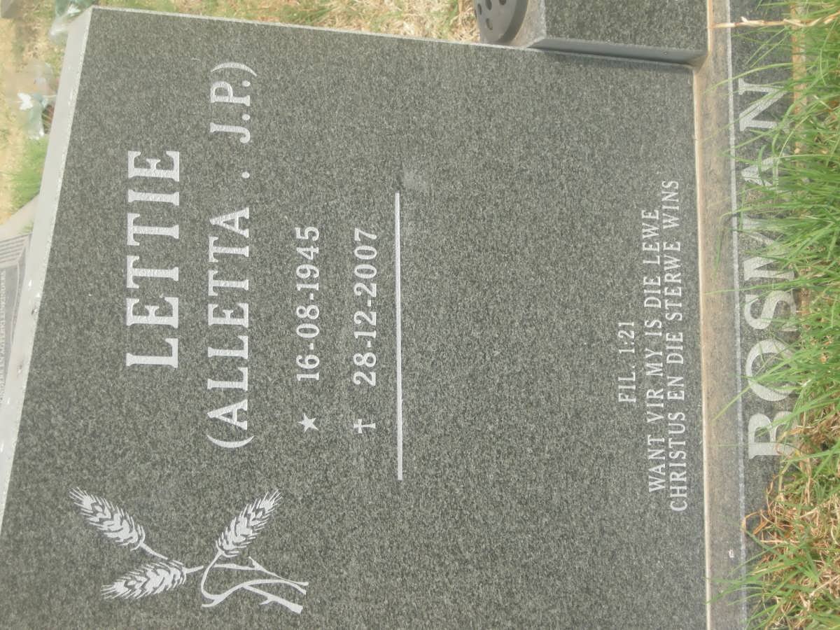 BOSMAN Alletta J.P. 1945-2007