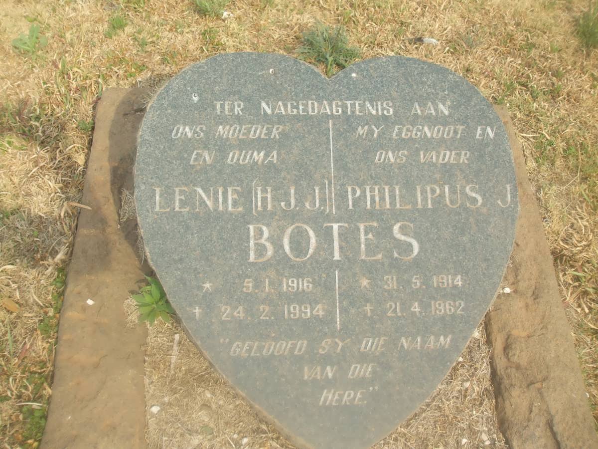 BOTES Philipus J. 1914-1962 &amp; H.J.J. 1916-1994 