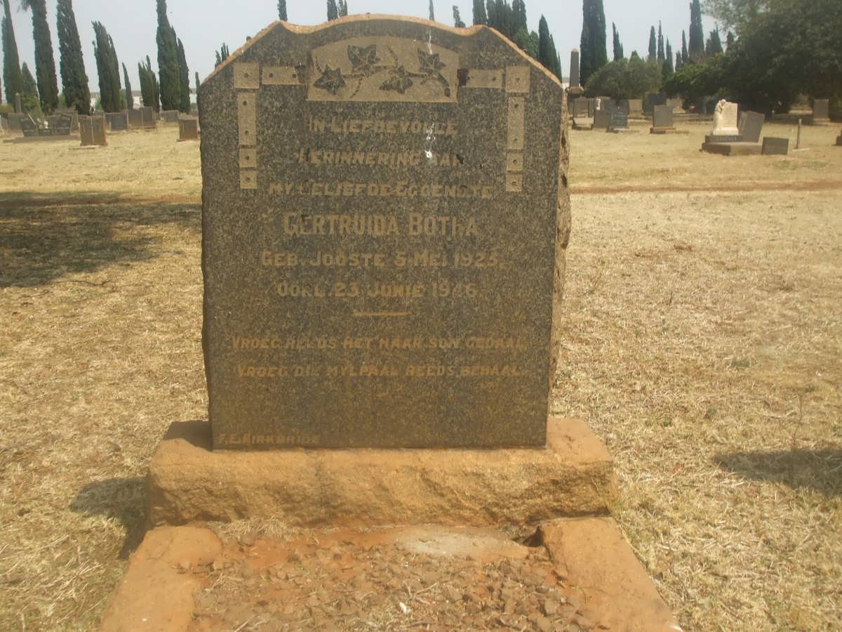 BOTHA Gertruida nee JOOSTE 1925-1946