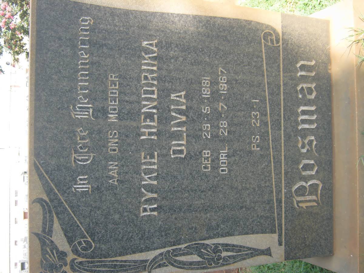 BOSMAN Rykie Hendrika Olivia 1881-1967