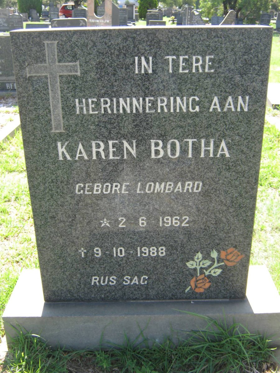 BOTHA Karen nee LOMBARD 1962-1988