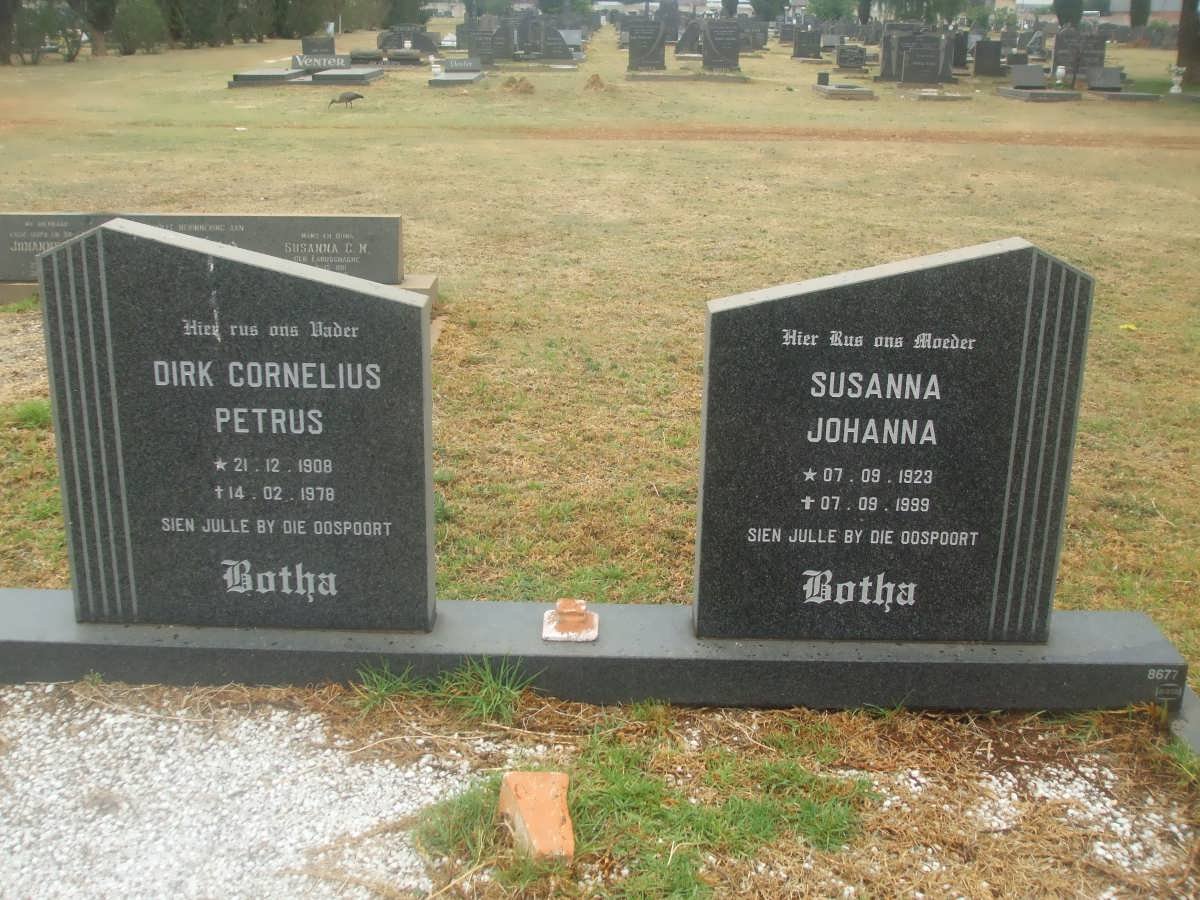 BOTHA Dirk Cornelius Petrus 1908-1978 &amp; Susanna Johanna 1923-1999