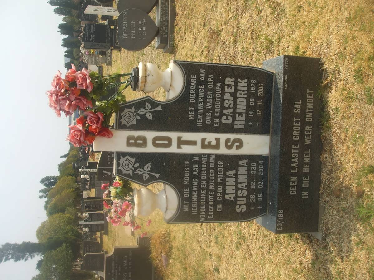 BOTES Casper Hendrik 1926-2006 &amp; Anna Susanna 1930-2004