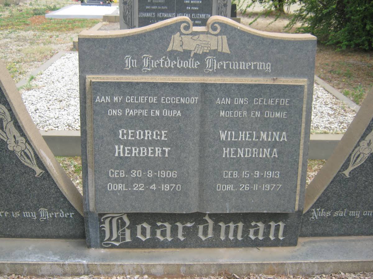 BOARDMAN George Herbert 1906-1970 &amp; Wilhelmina Hendrina 1913-1977