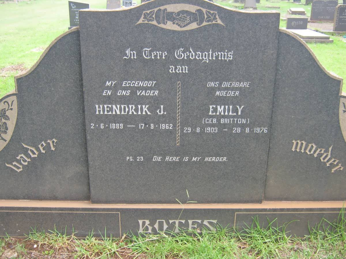 BOTES Hendrik J. 1889-1962 &amp; Emily BRITTON 1903-1976
