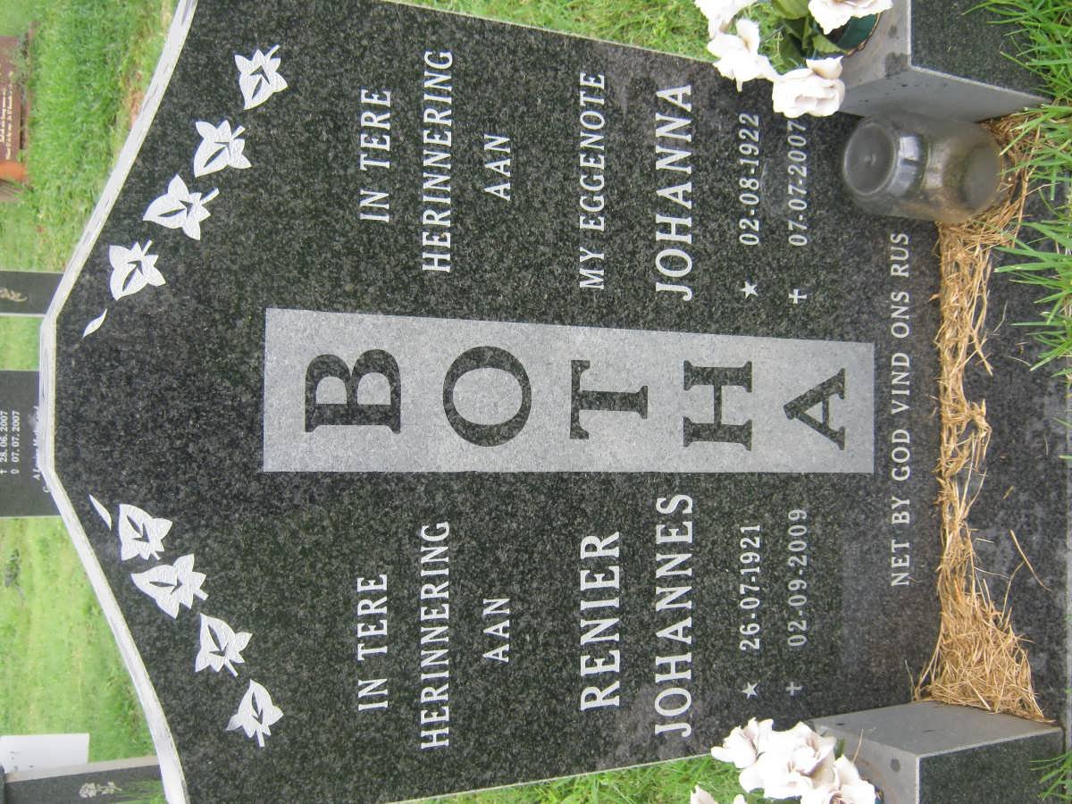 BOTHA Renier Johannes 1921-2009 &amp; Johanna 1922-2007