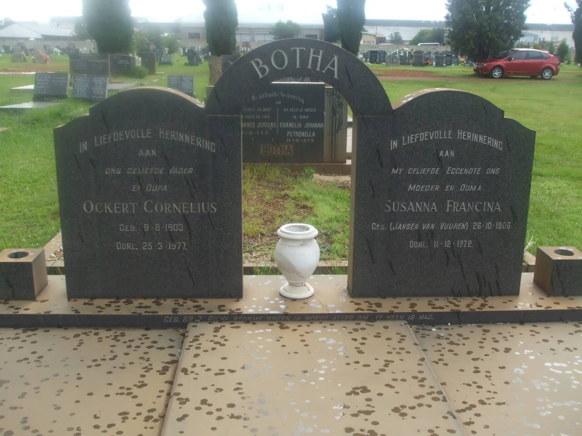 BOTHA Ockert Cornelius 1903-1977 &amp; Susanna Francina JANSEN VAN VUUREN 1906-1972