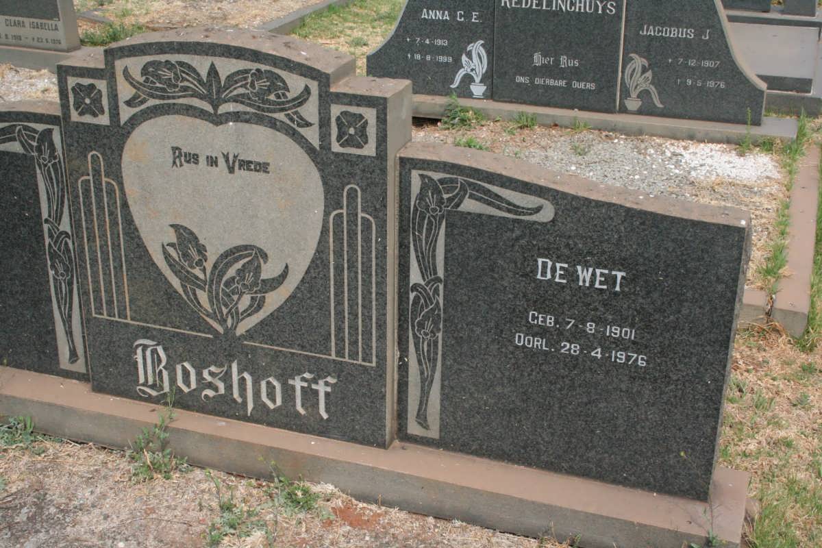 BOSHOFF De Wet 1901-1976