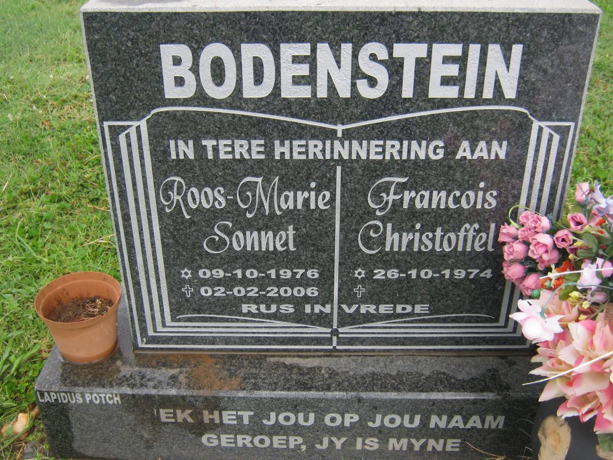 BODENSTEIN Francois Christoffel 1974- Roos-Marie Sonnet 1976-2006