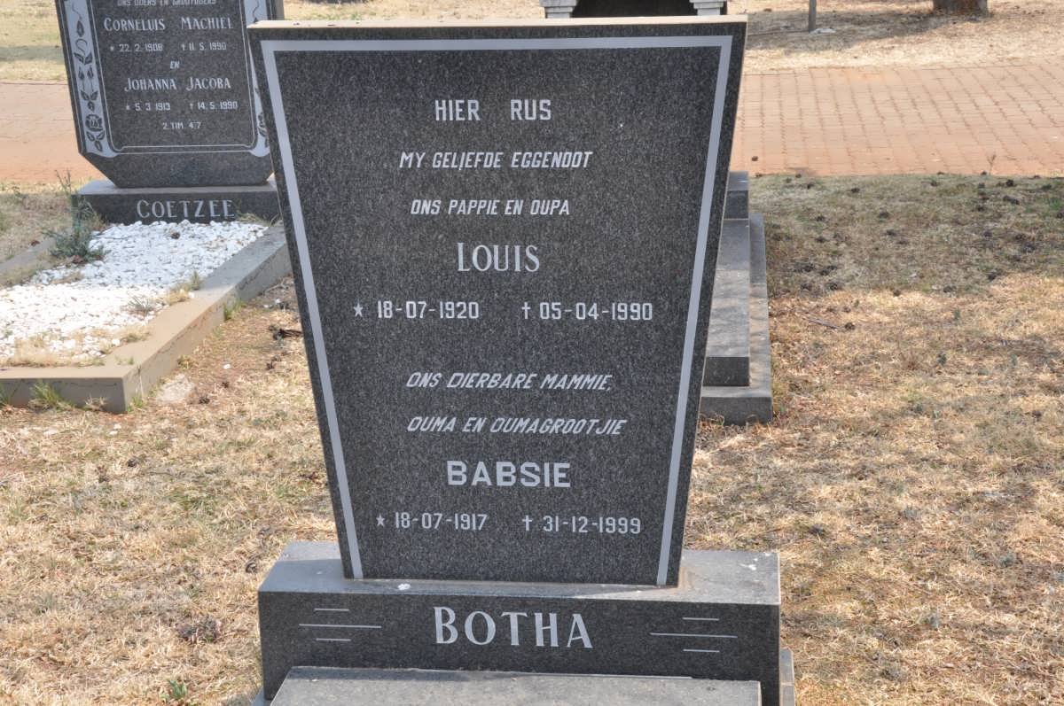 BOTHA Louis 1920-1990 &amp; Babsie 1917-1999