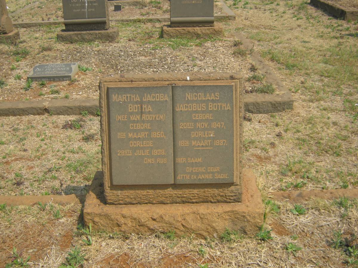 BOTHA Nicolaas Jacobus 1847-1937 &amp; Martha Jacoba VAN ROOYEN 1850-1938