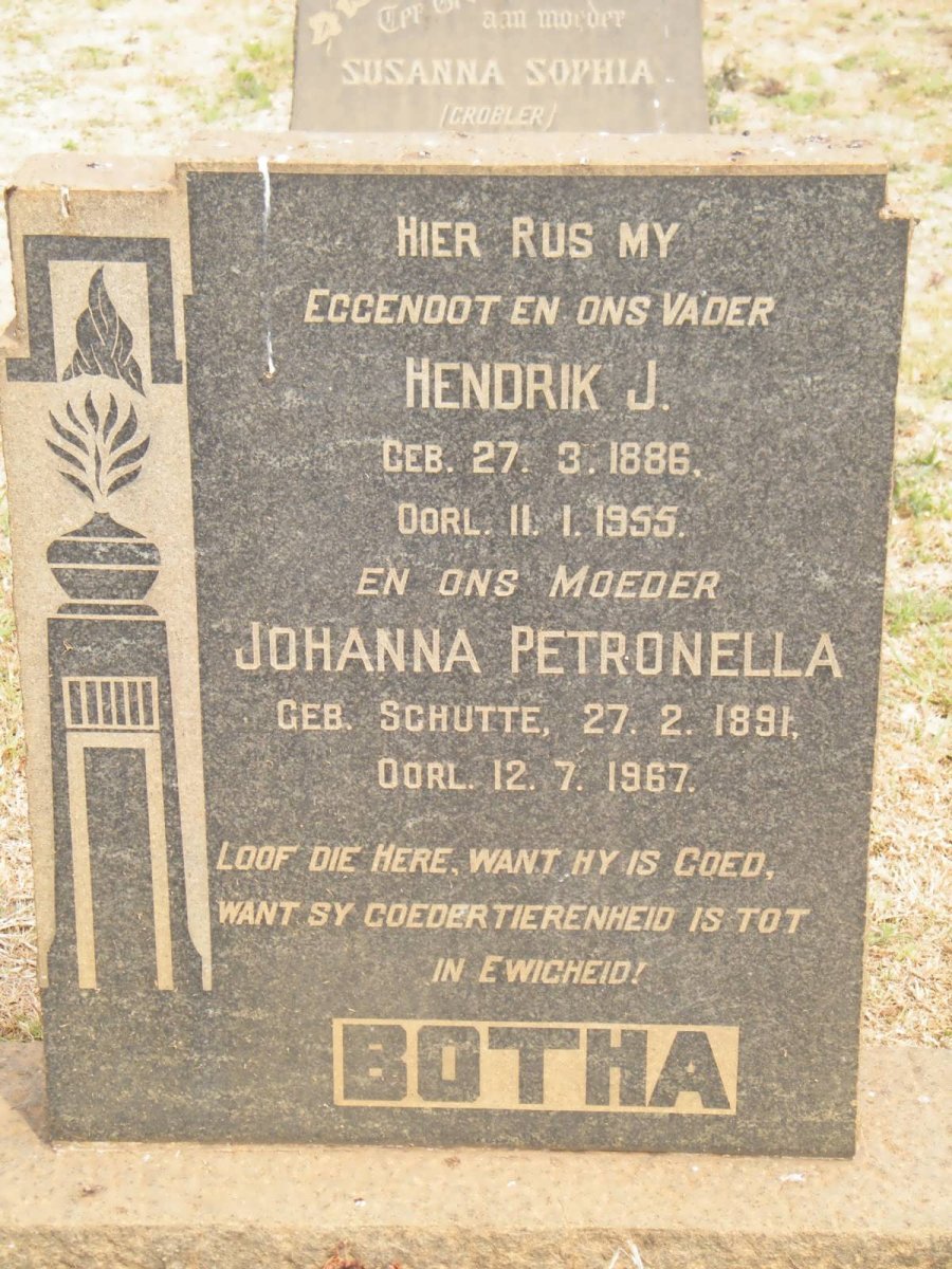 BOTHA Hendrik J. 1886-1955 &amp; Johanna Petronella SCHUTTE 1891-1967