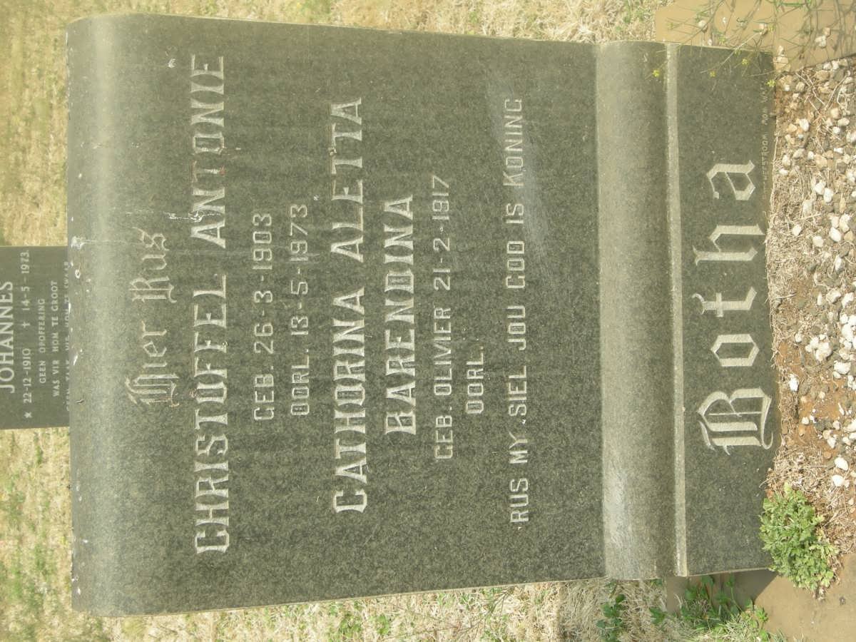 BOTHA Christuffel Antonie 1903-1973 &amp; Cathorina Aletta Barendina OLIVIER 1917-