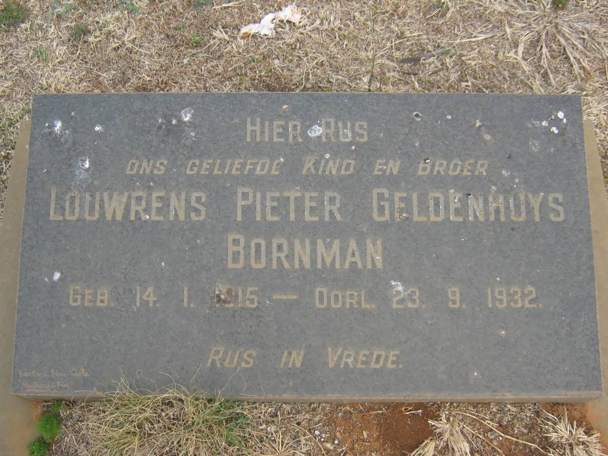 BORNMAN Louwrens Pieter Geldenhuys 1915-1932