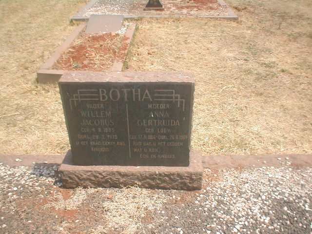 BOTHA Willem Jacobus 1885-1975 &amp; Anna Gertruida LOUW 1886-1964